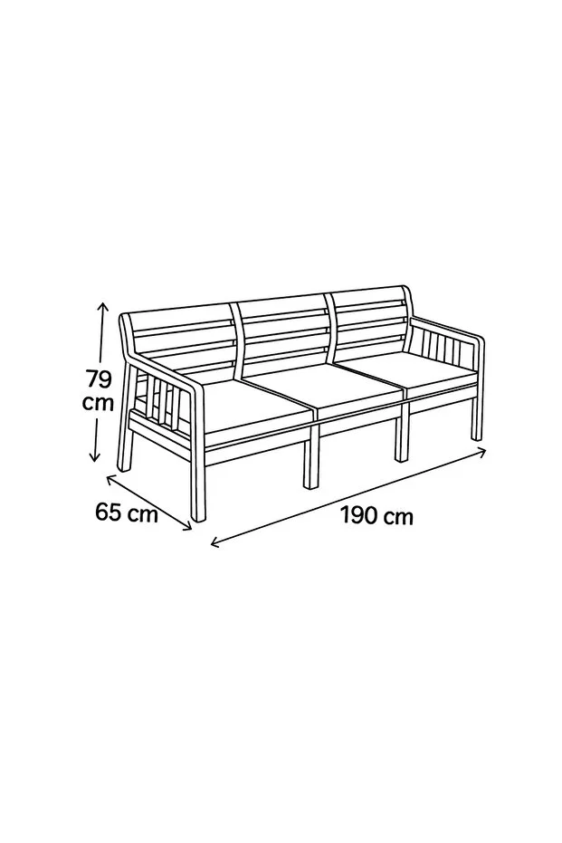 Lara 3'lü Mindersiz Koltuk Balkon&teras Bahçe Koltuk / Cappucino